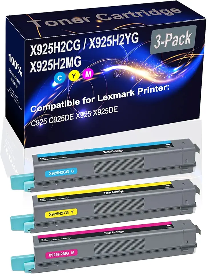 3-Pack (C+Y+M) Compatible C925 C925DE X925 X925DE Laser Printer Toner Cartridge (High Capacity) Replacement for X925H2CG X925H2YG X925H2MG Printer Toner Cartridge