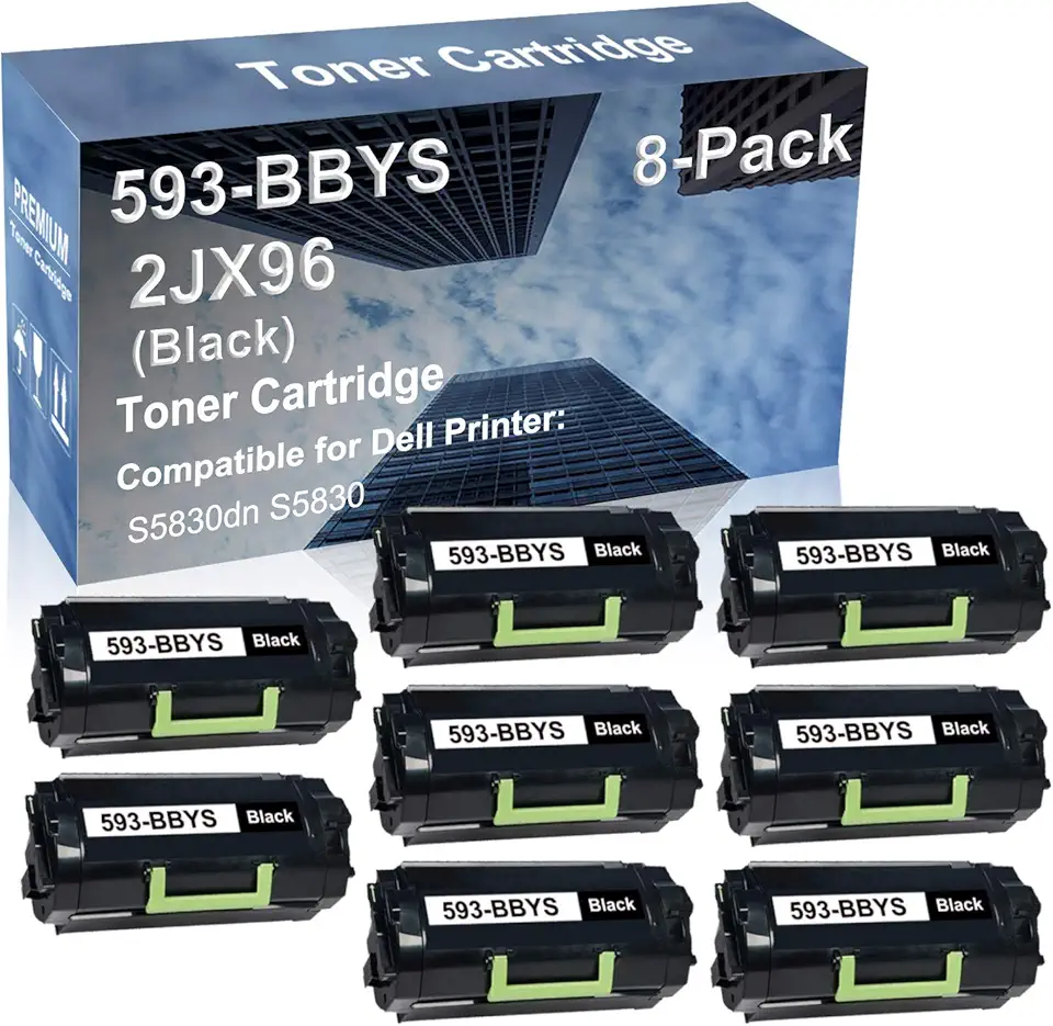 8-Pack Compatible High Capacity S5830dn S5830 Printer Toner Cartridge Replacement for Dell 2JX96 (593-BBYS) Printer Cartridge (Black)