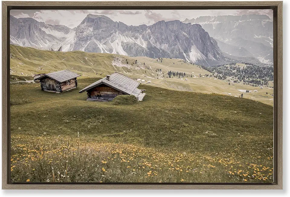 Stupell Industries At The Foot Of Mountains Brown Framed Floater Canvas Wall Art Design by ERIN MARIE, 25 x 17