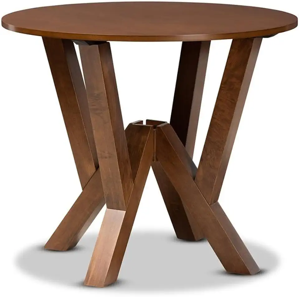Baxton Studio Irene Modern and Contemporary Walnut Brown Finished 35-Inch-Wide Round Wood Dining Table