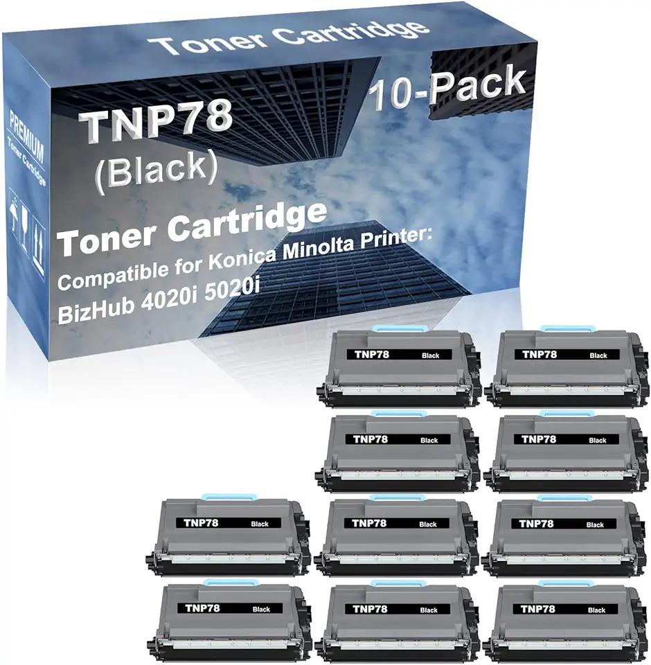 10-Pack Compatible High Capacity TNP78 (ACF0030) Toner Cartridge use for Konica Minolta BizHub 4020i 5020i Printer (Black)