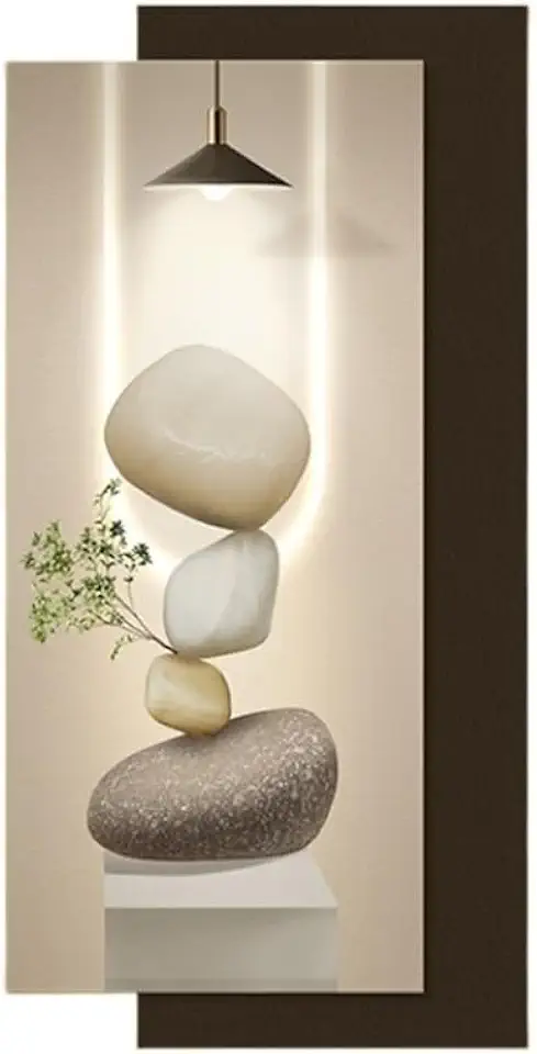 Modern LED Crystal Porcelain Decorative Painting, Large Double-Layer Mural, Wall Decor with Stone Elements, Multifunctional Wall Lamp(31.5x62.9in)