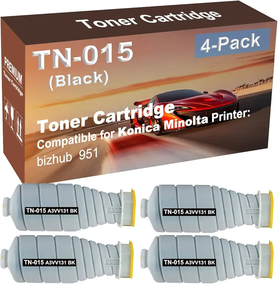 4-Pack Compatible High Yield MagiColor 951 Printer Waste Toner Container Box Replacement for Konica Minolta TN015 TN-015(A3VV131) Printer Cartridge (Black)