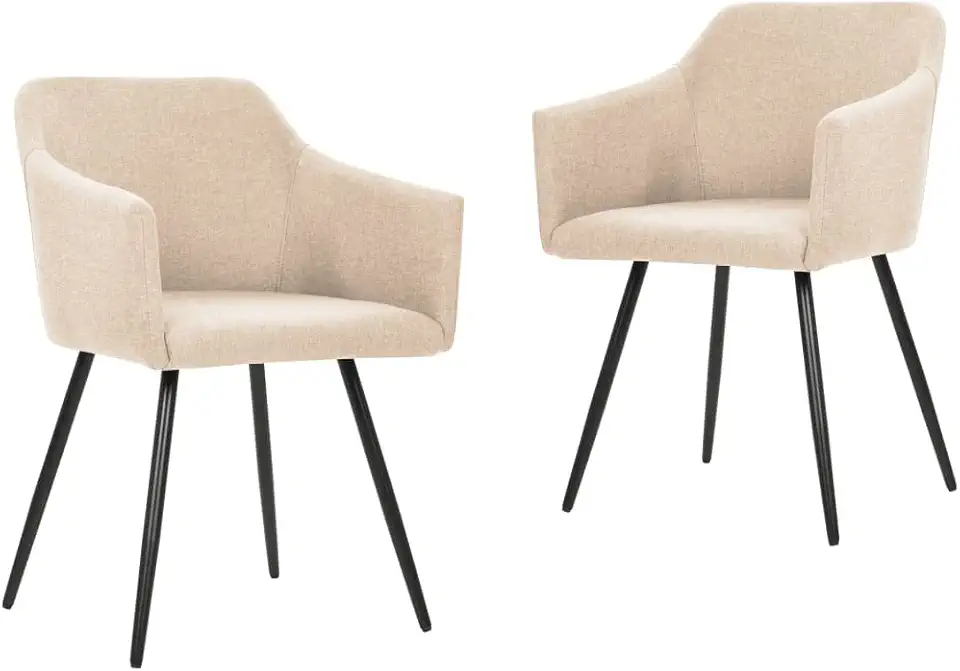 Modern Style,Dining Chairs,Dining Room Chair,Dining Table Chair,Dining Room Side Chair,Upholstered Chair,Reception Chair,for Dining Room,Living Room,Reception Room,Office,2pcs Cream Fabric