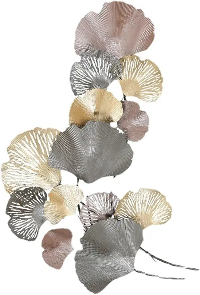 Porch Three-Dimensional Rose Gold Apricot Leaf Light Luxury Plant Wrought Iron Wall Decoration Creative Wall