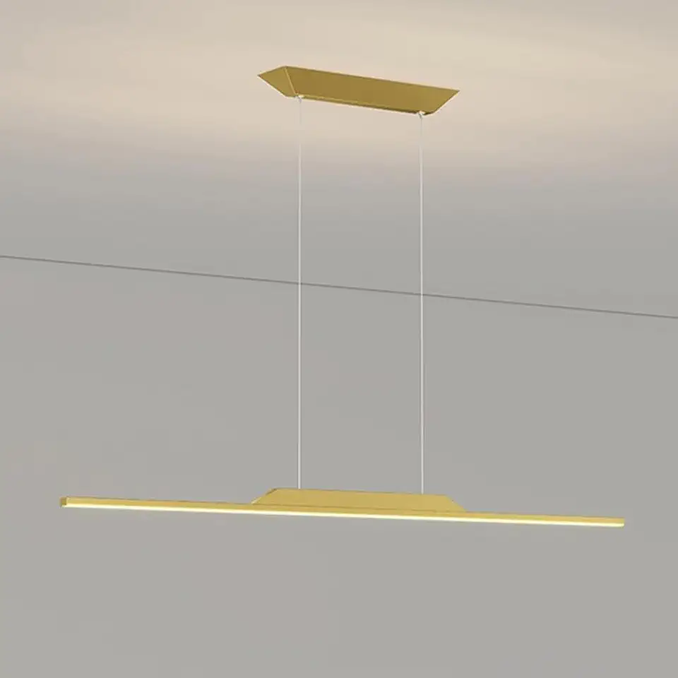 Linear Kitchen Island Lighting, Modern Simple Long Strip Hanging Lamps Iron Body Pendant Lights for Dining Table Living Room(Gold,120cm/47.2in)