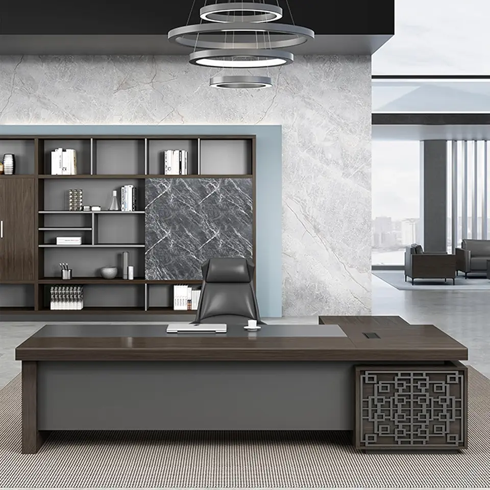 Computer Desk with File Drawers Cabinet, Home Office Desks Modern Writing Table PC Desks, Sturdy Home Office Computer Table, Writing Desk, Larger Gaming Desk Workstation, 240cm