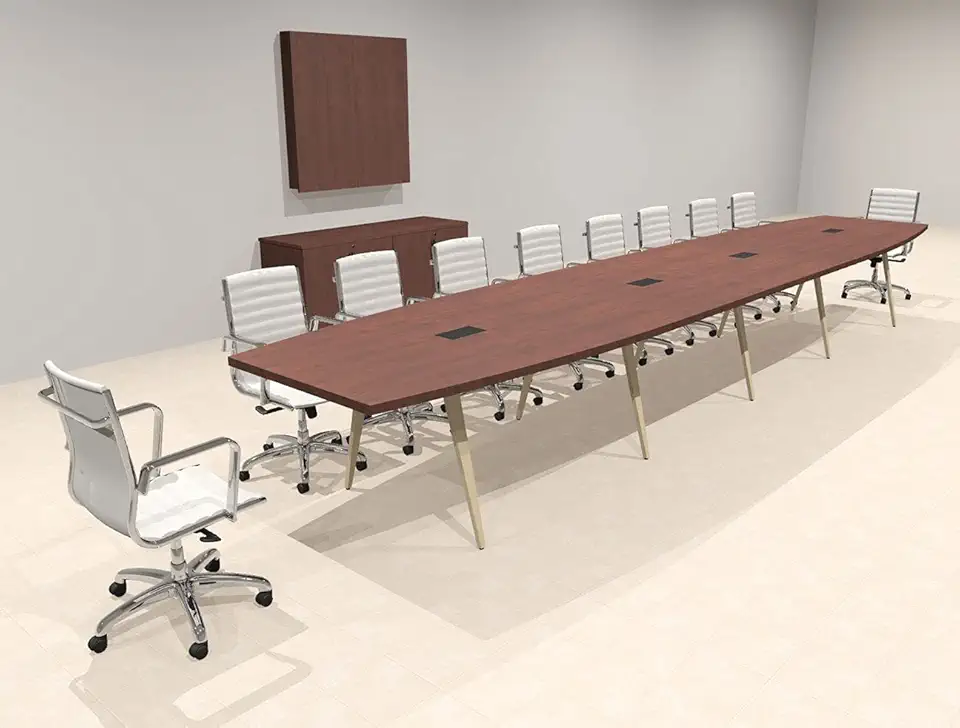 Modern Boat Shaped 20' Feet Conference Table, OF-CON-CW46