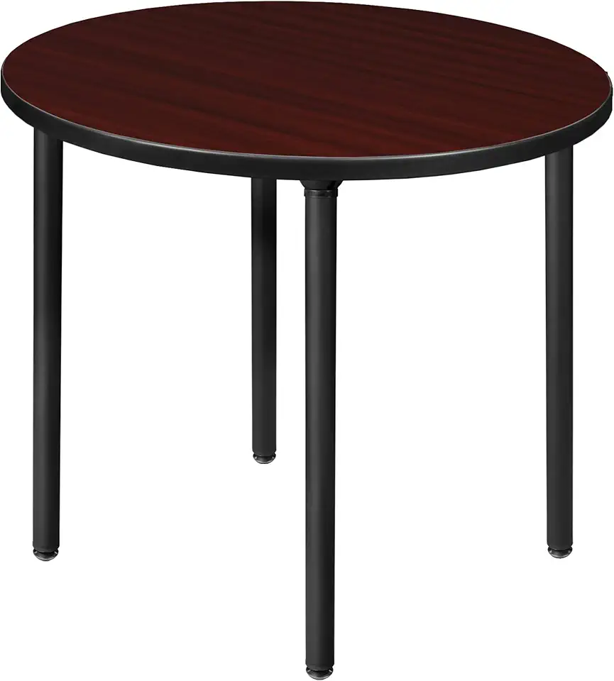 Regency Round Folding Breakroom Dining Tables, Medium, Mahogany/Black