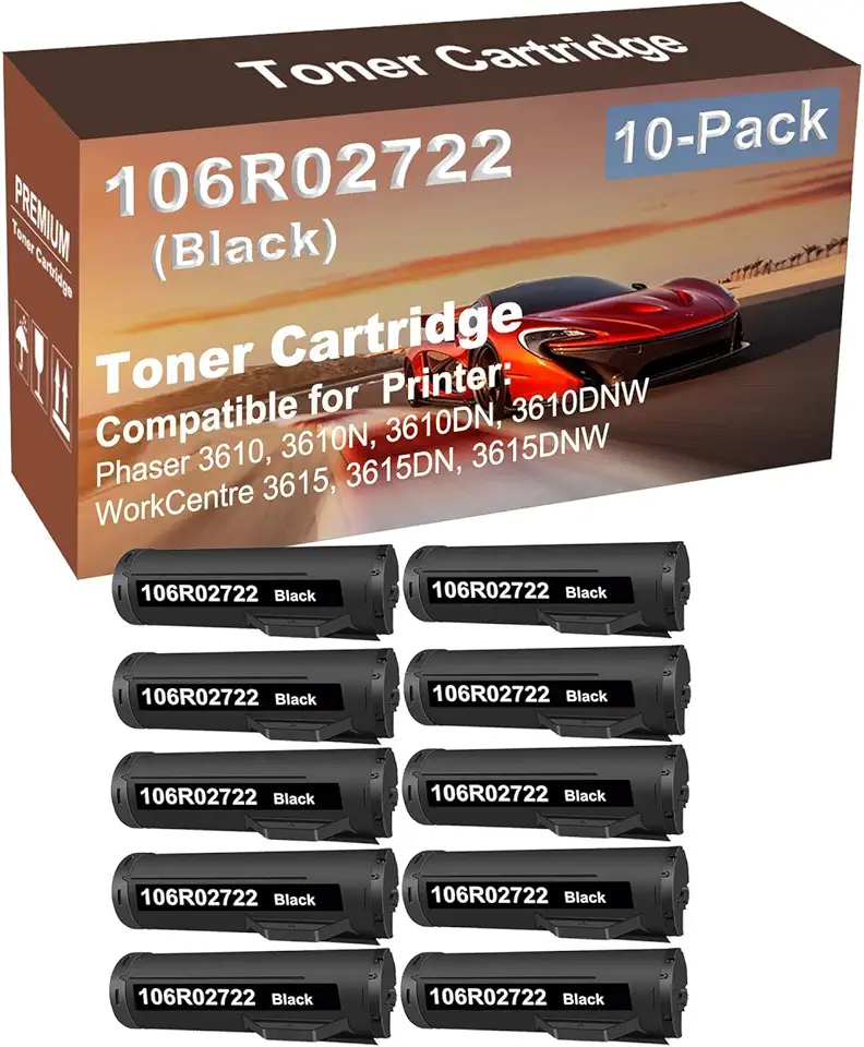 10-Pack Compatible High Yield 3615, 3615DN, 3615DNW Printer Cartridge Replacement for 106R02722 106R02720 Toner Cartridge (Black)