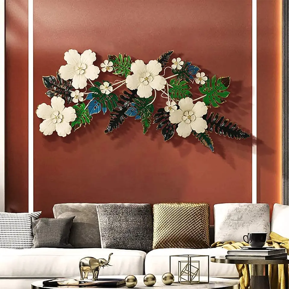 CAMBOS Wall Decor Home Wall Decor, Abstract Idyllic Flower Plant Shape, Do The Old Processing, Gradient Color Matching, Anti-Rust Does Not Deform, Background Wall Decoration