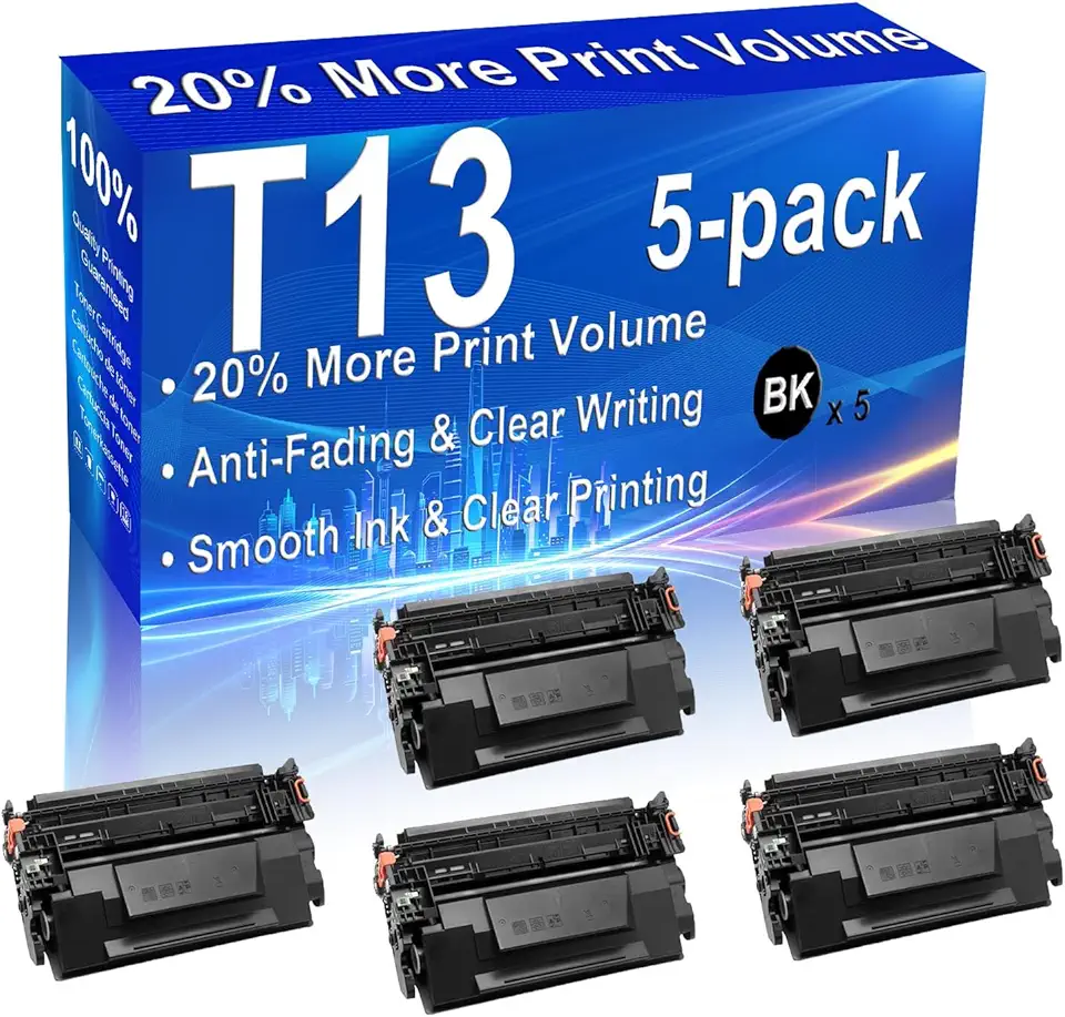 5-Pack (Black) Compatible High Yield T13 Printer Toner Cartridge use for i-SENSYS X 1440i 1440iF 1440P 1440Pr Printers