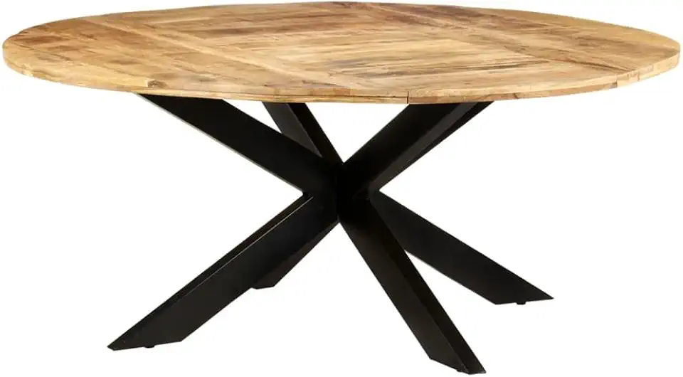 Rustic Oval Dining Table with Reclaimed Wood Top and Steel Frame for Kitchen or Dining Room Brown, 0 x 0 x 29.5 in