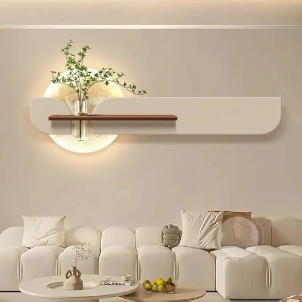 Minimalist Modern Porch Wall Art - Hydroponic Green Plant Decor with LED Lights, Sandstone Hanging Painting for Corridor & Entrance, Stylish Home Decoration