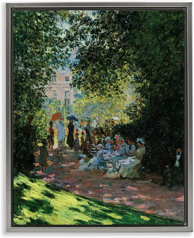 Stupell Industries People in Park Classic Painting Gray Framed Floater Canvas Wall Art Design by Marcus Jules, 17 x 21