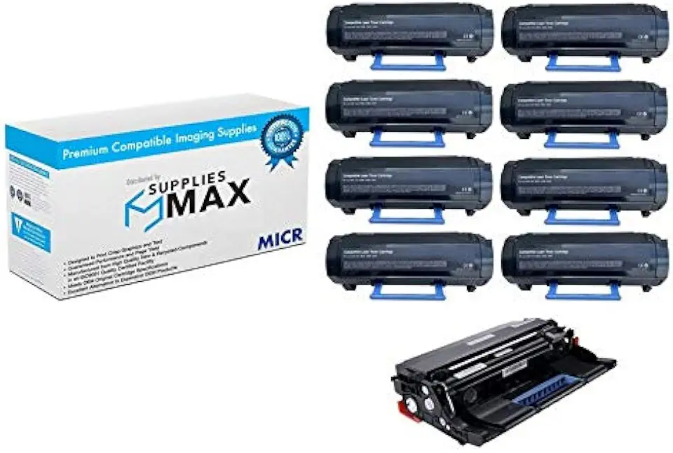 Compatible MICR Replacement for Dell B3460DN Drum/High Yield Toner Value Combo Pack (1-Drum Unit/8-Toners) (593-11172_8PKVB)