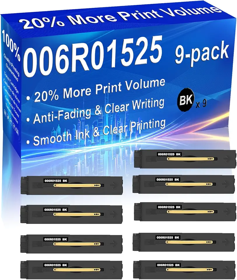 9-Pack (Black) Compatible High Yield 006R01525 Toner Cartridge Use for Color 550 560 570 Printer