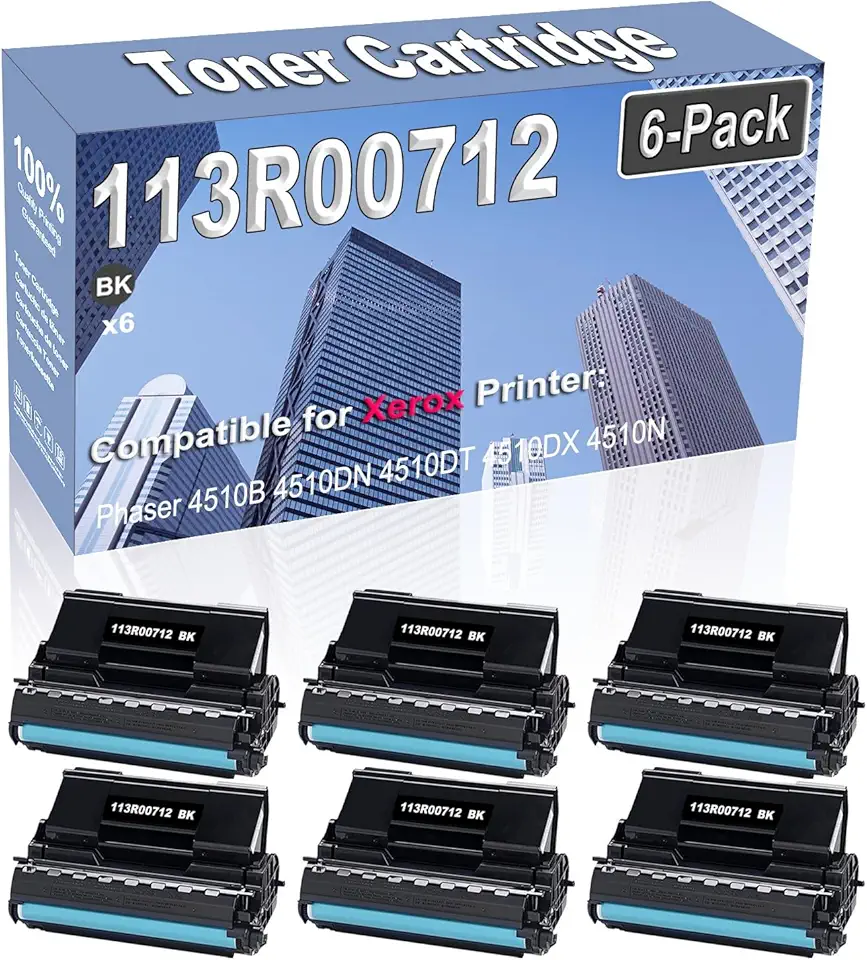 6-Pack Compatible High Capacity 113R00712 Printer Cartridge use for Phaser 4510B 4510DN 4510DT 4510DX 4510N Toner Cartridge (Black)