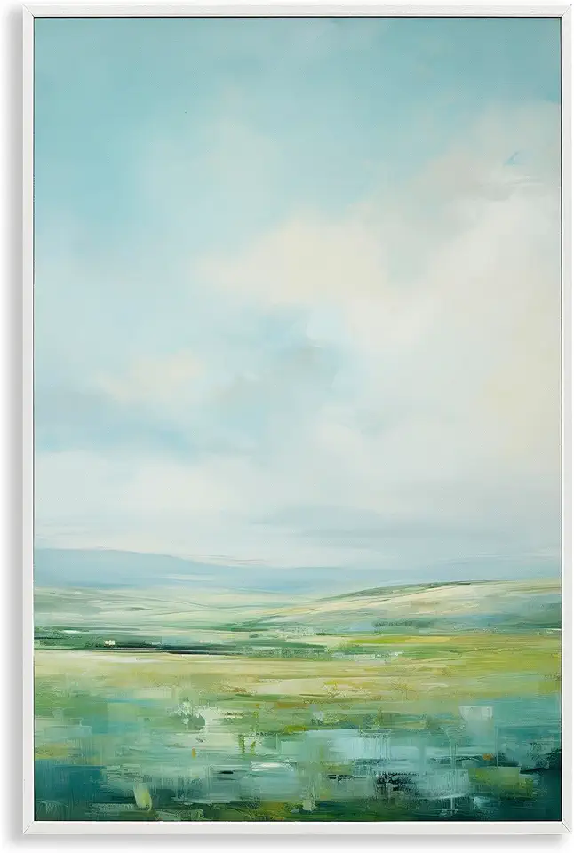 Stupell Industries Scenic Countryside Clouds White Framed Giclee Wall Art Design by Raymond Powers, 16 x 24