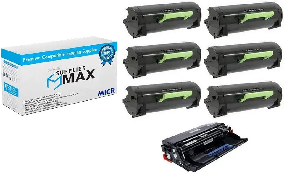 Compatible MICR Replacement for Dell B5460DN/B5465DNF Drum/High Yield Toner Value Combo Pack (1-Drum Unit/6-Toners) (T6J1J_6PKVB)