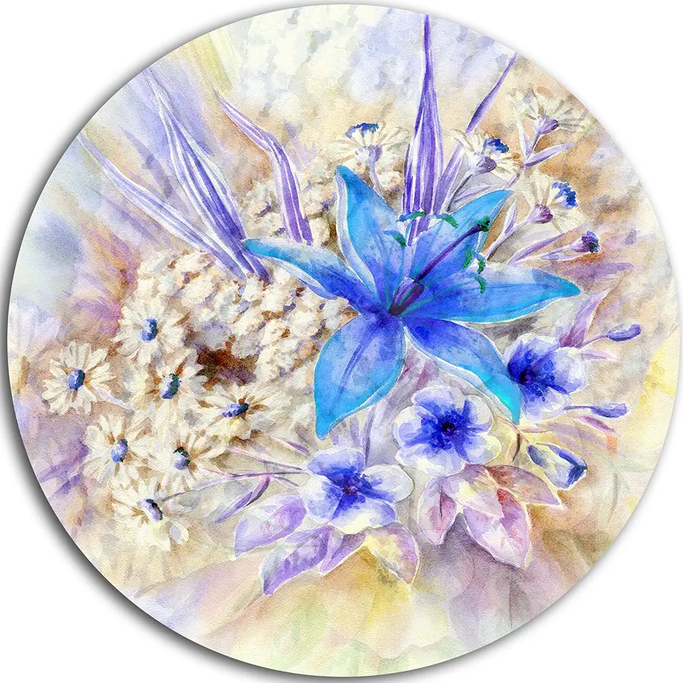 Designart MT6159-C23 Metal Wall Art-Disc of 23 inch, 23X23-Disc, Blue/Brown