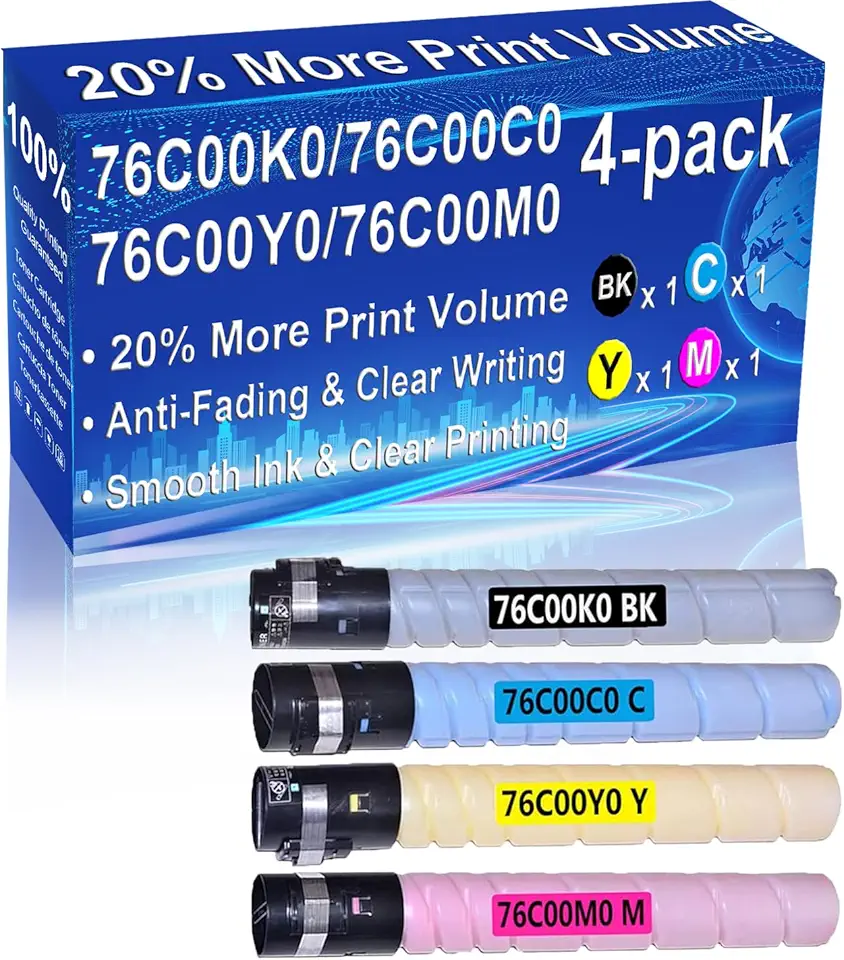 4-Pack (BK+C+Y+M) Compatible CS921 CS923 CX920 CX921 CX922 CX923 CX924 Printer Cartridge Replacement for (76C00K0 76C00C0 76C00Y0 76C00M0) Toner Cartridge