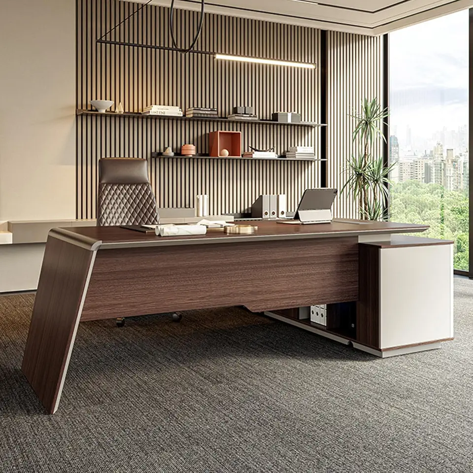 Golden Oak Modern and Simple Office Desk Rectangular L Shaped Desk Corner Desk Home Office Desk for Home Office, 2m