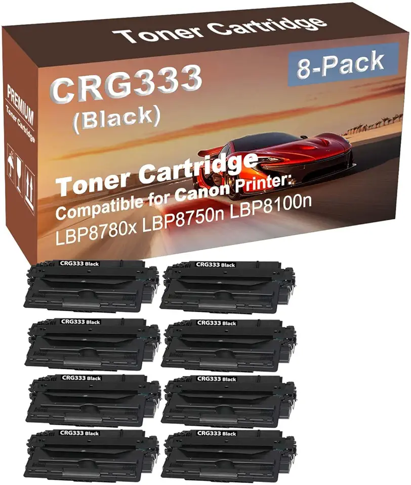 8-Pack Compatible High Capacity LBP8780x LBP8750n LBP8100n Printer Toner Cartridge Replacement for Canon CRG333 Printer Cartridge (Black)
