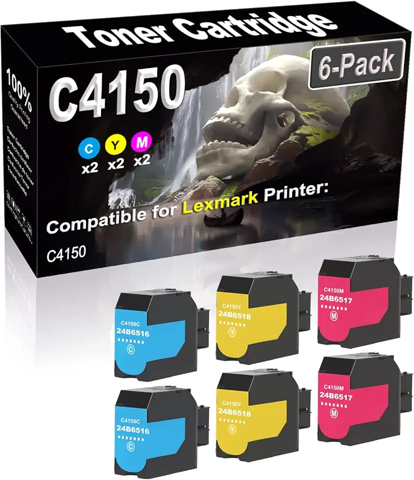 6-Pack (2C+2Y+2M) Compatible High Yield C4150 | 24B6516 24B6518 24B6517 Laser Printer Toner Cartridge Used for C4150 Printer