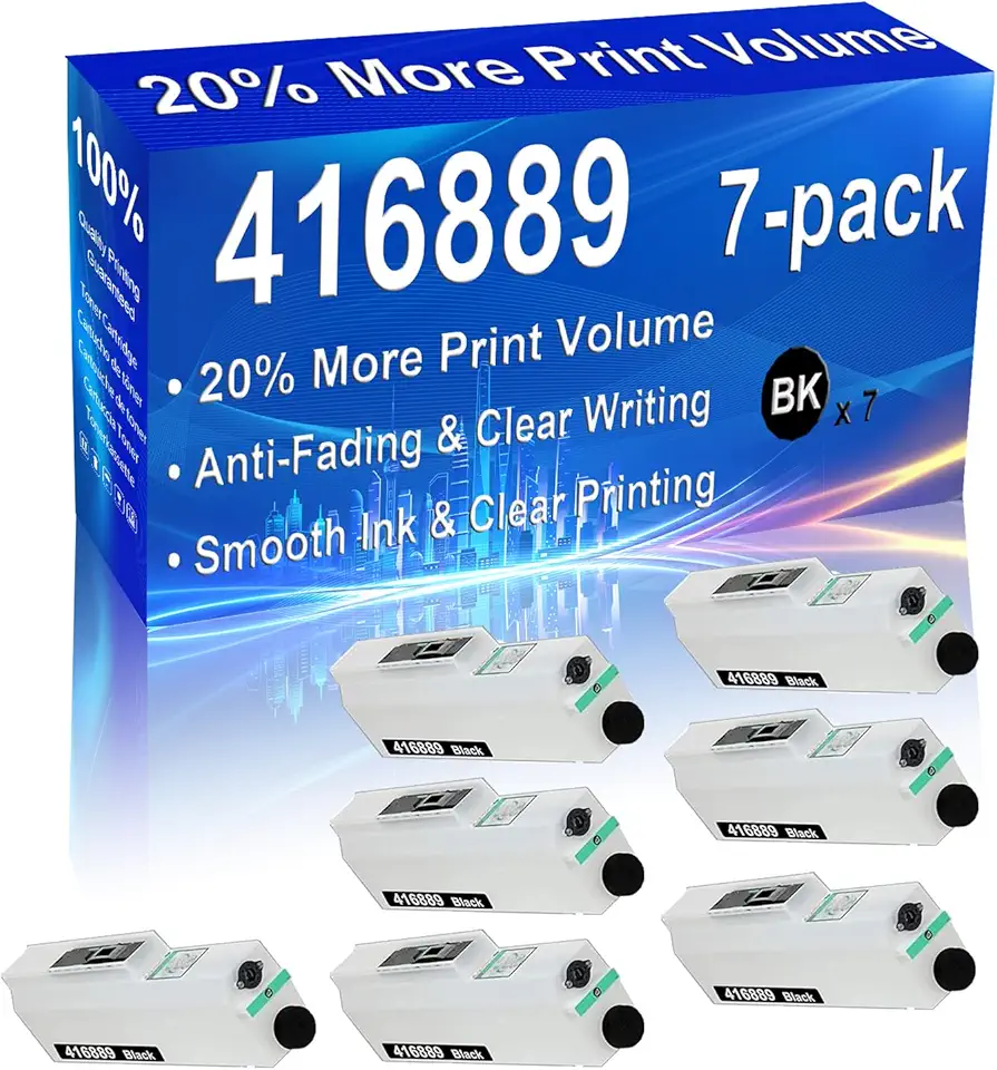 7-Pack (Black) Compatible High Yield 416889 Laser Printer Waste Toner Container Box use for MP C8002, MP C6502, PRO C5100S, C5100, C5110S, C5110 Printer