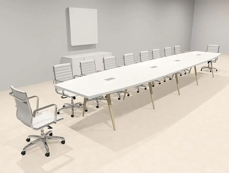 Modern Boat Shaped 20' Feet Conference Table, OF-CON-CW43