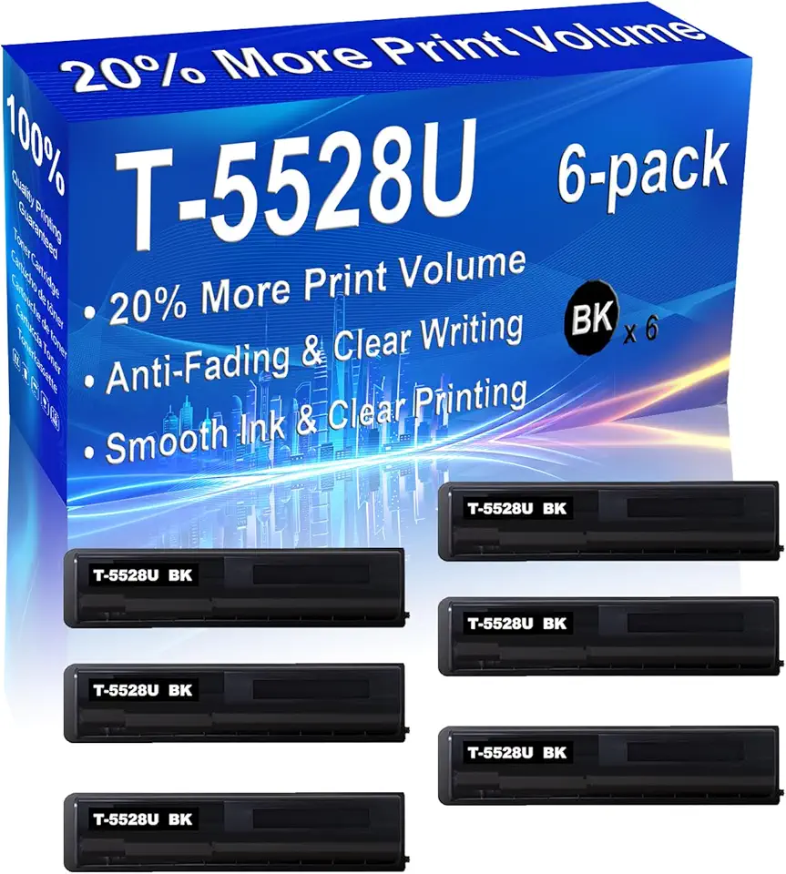 6-Pack (Black) Compatible High Yield T-5528U Imaging Toner Cartridge use for E-Studio 5528A 6528A Printer
