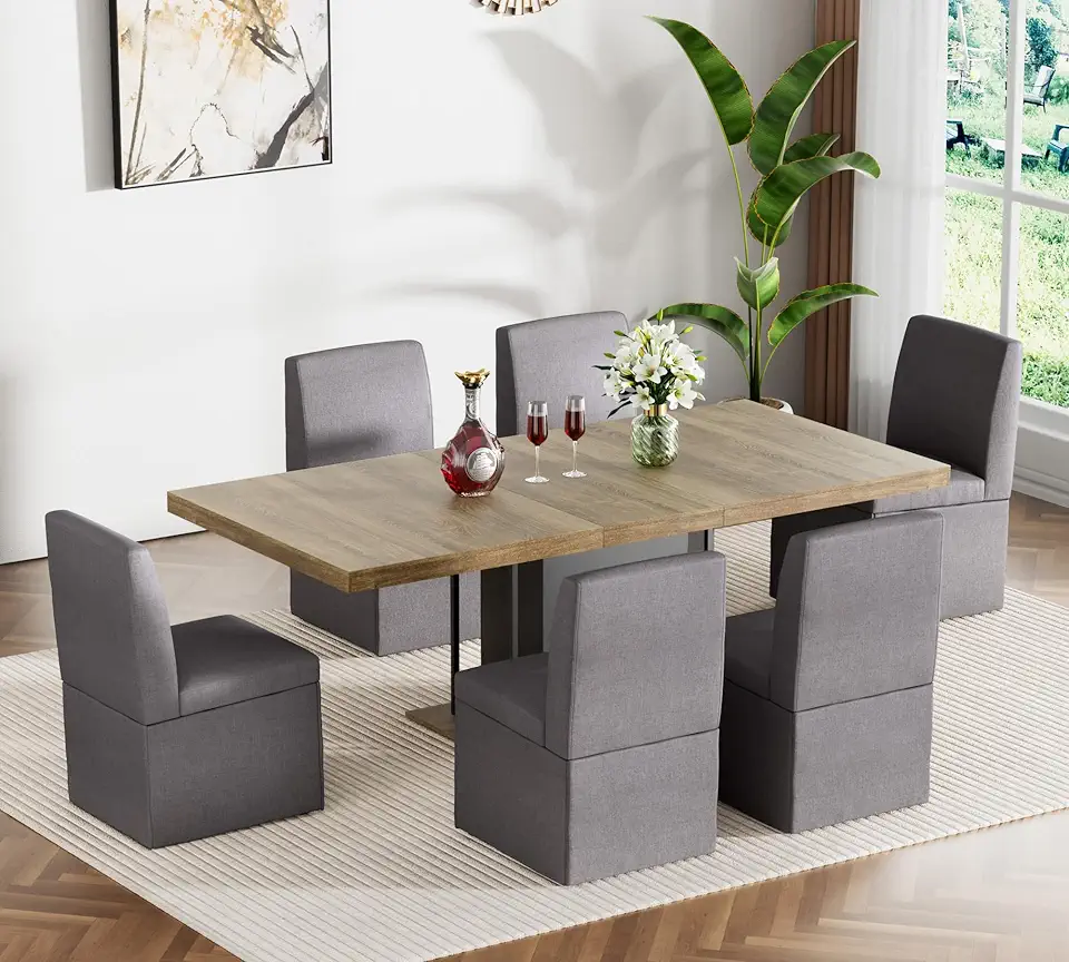 Pvillez Rustic 7 Piece Dining Table Set, 62.99