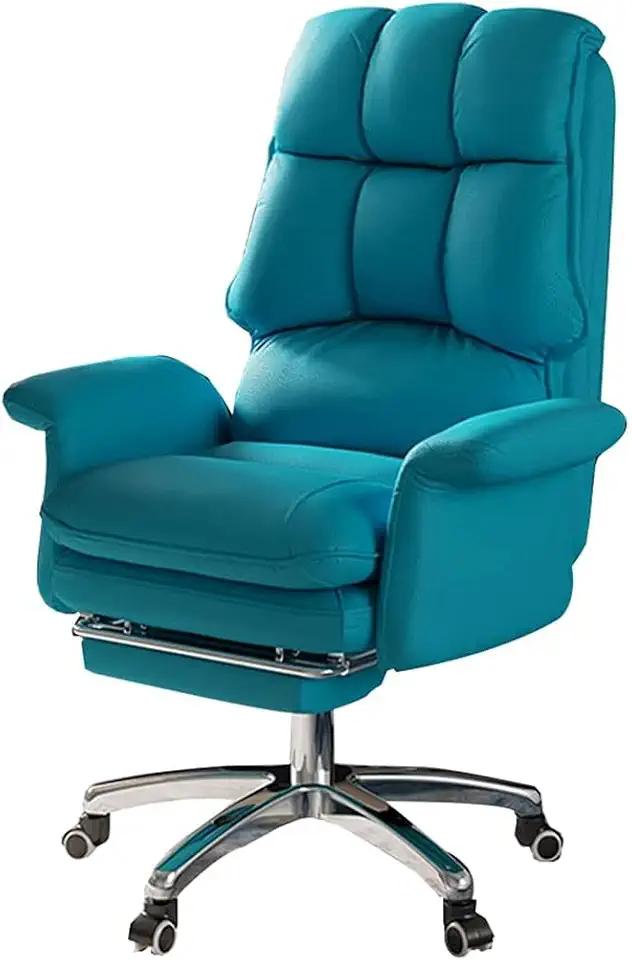 Luxury Boss Chair Big Tall Executive Office Chair, Executive Office Chair, Ergonomic Swivel Computer Chair, PU Leather Reclining Chair with Lumbar Support Armrest, C,Blue