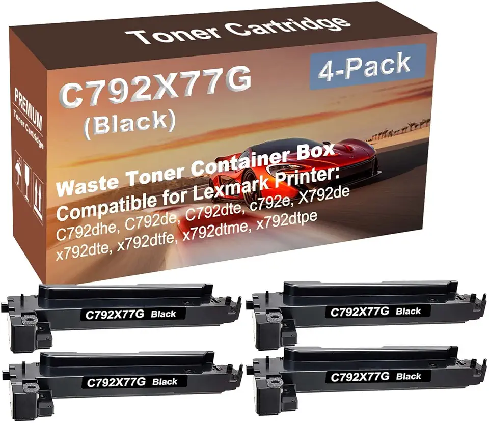 4-Pack Compatible High Yield x792dtfe, x792dtme, x792dtpe Printer Waste Toner Container Box Replacement for C792X77G Printer Cartridge (Black)