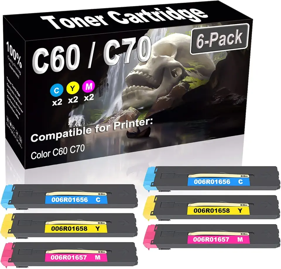 6-Pack (2C+2Y+2M) Compatible High Yield 006R01656 006R01658 006R01657 Imaging Toner Cartridge use for Color C60 C70 Printer