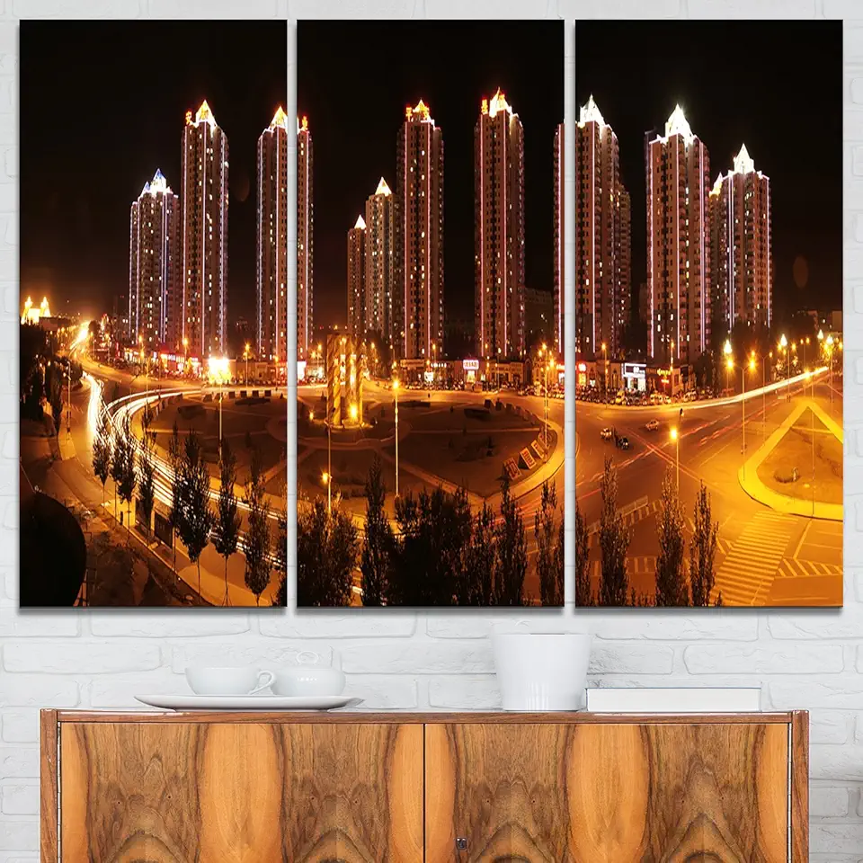 Design Art Colorful Gerbera Flower Sketch On White Modern Floral Wall Art Canvas, 36x28-3 Panels, Gold/Brown