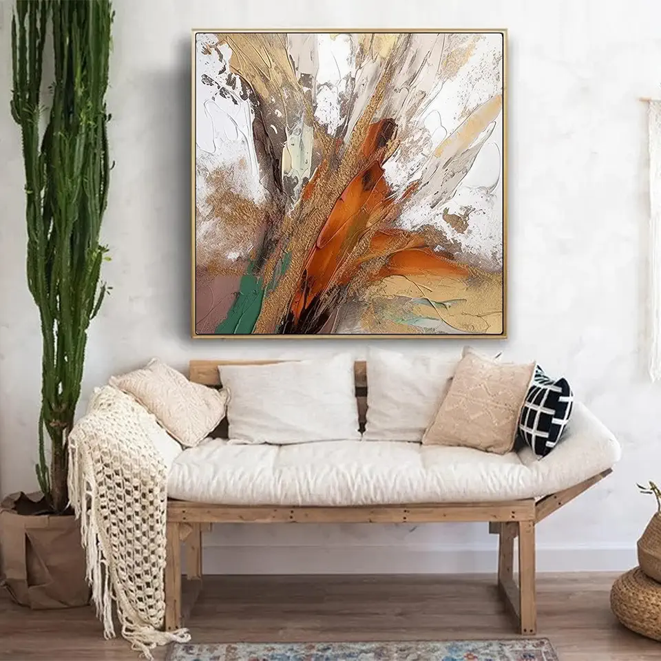 Brown Tones Texture Wall Painting,Modern Wall Art,Large Brown Abstract Painting,Painting On Canvas,Minimalist Art,Office Decor,Unstretched,Frameless,(183X183cm) 72X72Inches