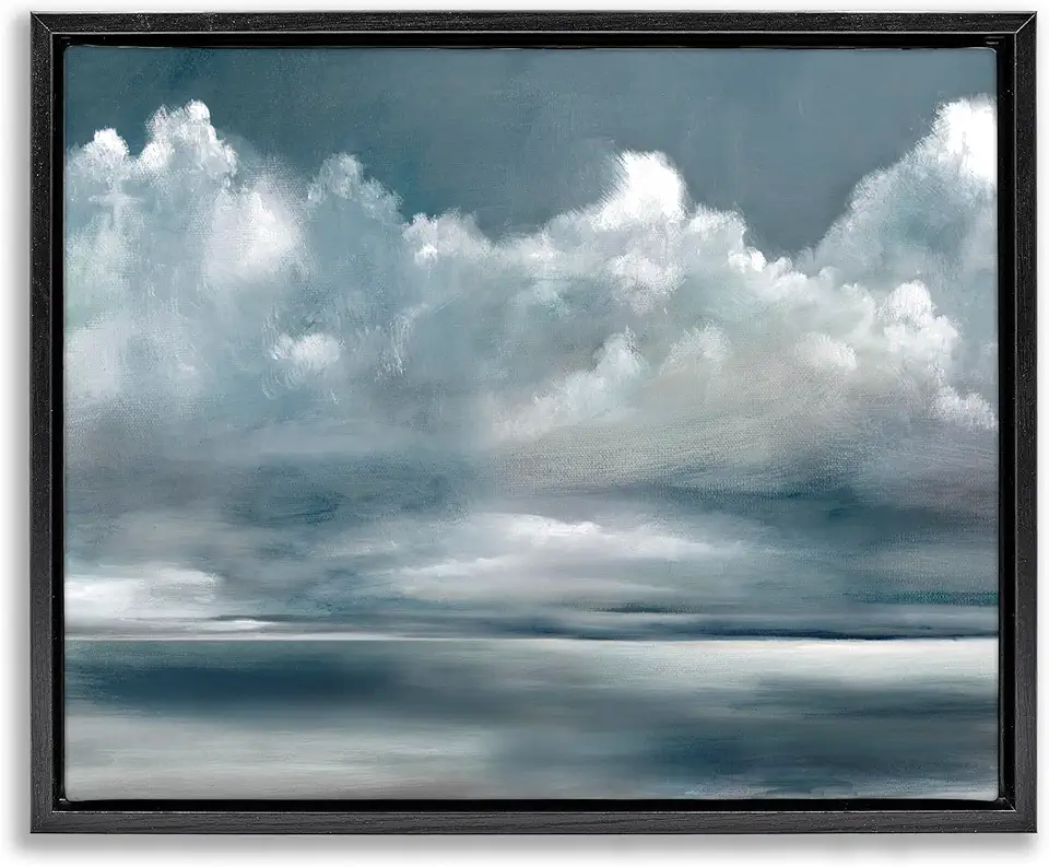 Stupell Industries Full Grey Storm Clouds Black Framed Floater Canvas Wall Art Design by Ruane Manning, 21 x 17