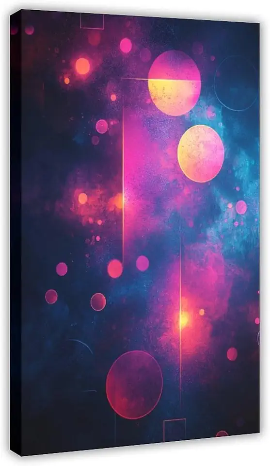 Neon Abstract Wall Art – Modern Geometric Minimalist Print – Cyberpunk Aesthetic Poster for Home Decor Modern Wall Prints Abstract Geometric Minimalist Art Framed Canvas Prints For Office Bedroom Wall