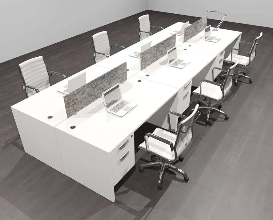 Six Person Modern Accoustic Divider Office Workstation Desk Set, OF-CPN-FPRG21