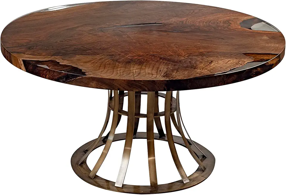 Angora Round Walnut Table, Mid Century Modern Style, 100% Black Walnut Table for Living Room & Dining Room, Natural Walnut Wood Furniture Made in Turkey