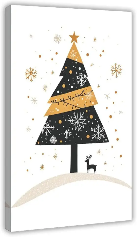 XAHOR Elegant Nordic Christmas Canvas – Simple Winter Holiday Illustration, Minimalist Decor Canvas Poster Wall Art Decor Print Picture Paintings for Living Room Bedroom Decoration 20x30inch(50x75cm)