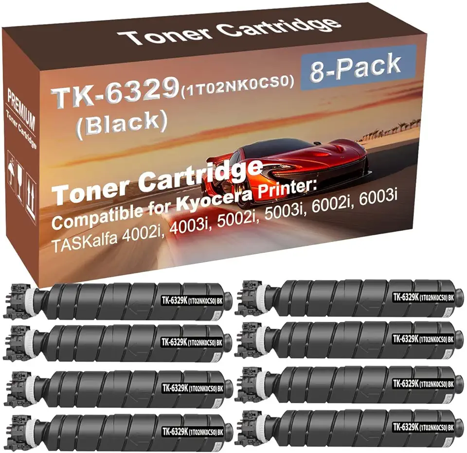 8-Pack Compatible High Capacity TASKalfa 4002i, 4003i, 5002i, 5003i, 6002i, 6003i Printer Toner Cartridge Replacement for Kyocera TK-6329 (1T02NK0CS0) Printer Cartridge (Black)