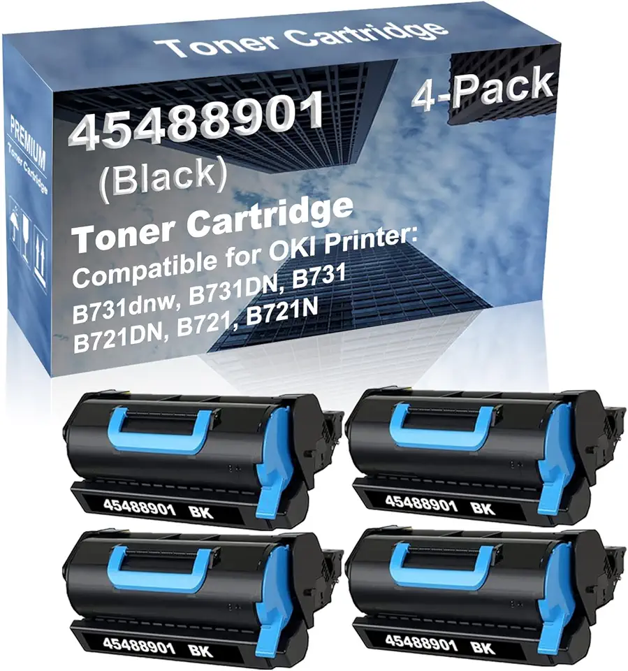 4-Pack Compatible High Capacity B731dnw, B731DN, B731, B721DN, B721,B721N Printer Toner Cartridge Replacement for 45488901 Toner Cartridge (Black)