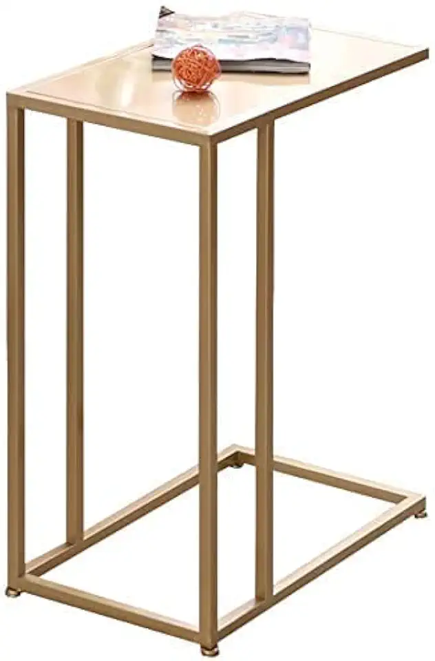 Coffee Table Small Rest Area Sofa Corner Creative Desk with Metal Bracket Legs Living Room Bedroom