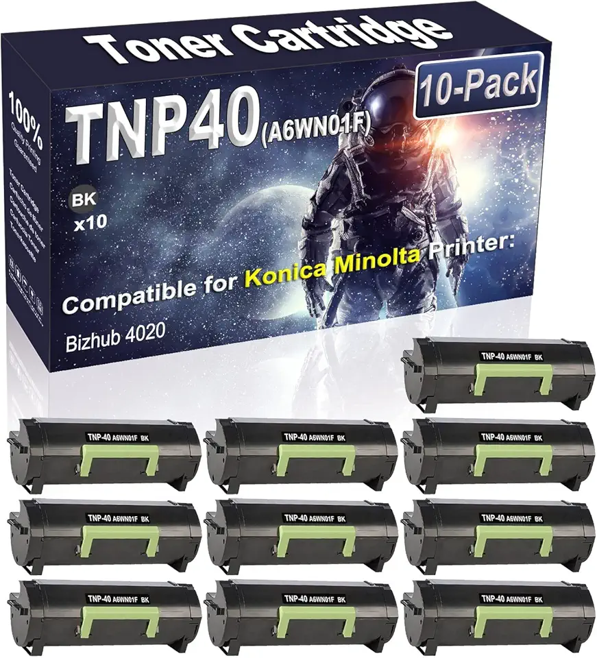 10-Pack (Black) Compatible TNP40 TNP-40 (A6WN01F) Laser Toner Cartridge Replacement for Konica Minolta Bizhub 4020 Printer