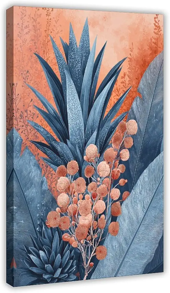 Minimalist Botanical Line Drawing – Exotic Cacti And Pineapple Art – Muted Color Scientific Wall Print Poster Print Decorative Painting Canvas Wall Art Living Room Posters Bedroom Painting 20x30inch(5