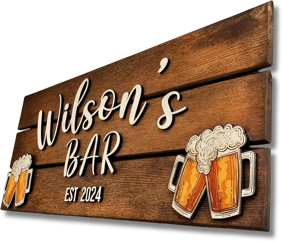 Sponsored Ad - Personalized Wooden Bar Sign with Family Name, Coffee Bar Signs for Kitchen Decor, Business Sign with Established Date, Rustic Wooden Wall Decor, Custom Bar Name Plaque, Gift for Bar Owners