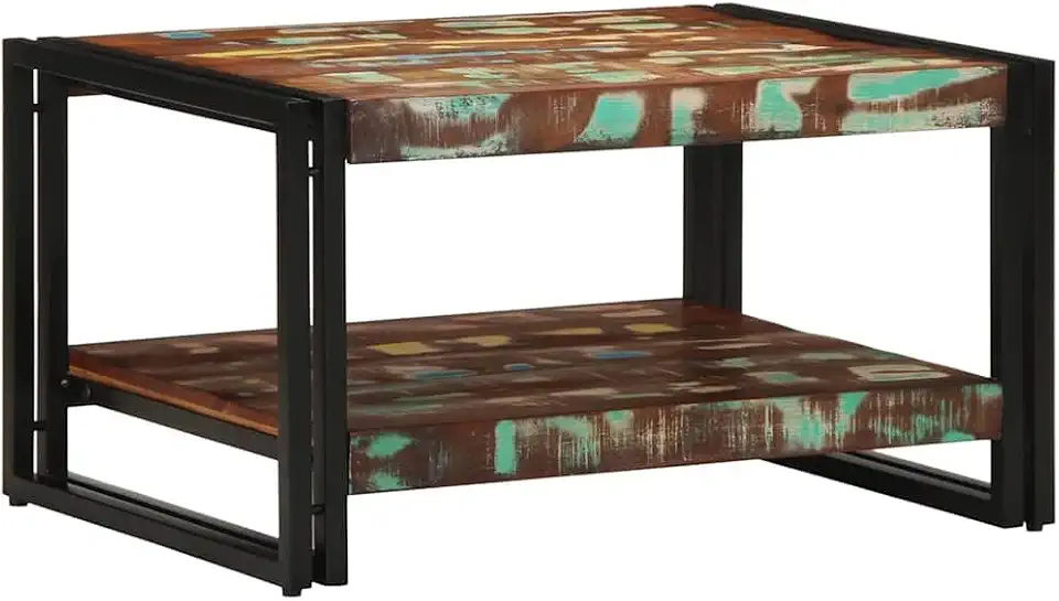Coffee Table Multicolor Solid Reclaimed Wood, Iron Medium Durable Dining Table Coffee Tables for Living Room Living Room Furniture for Bedroom Indoor